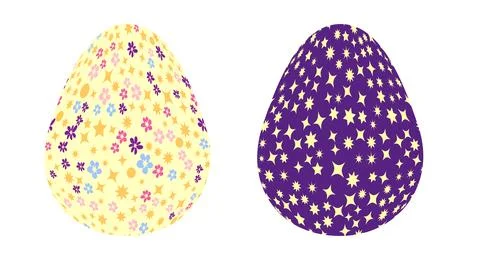 Easter egg with flowers and leaves. Seamless patterned eggs with polka dots.. イラスト素材