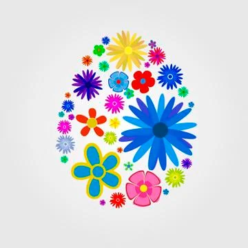 Easter egg with flowers Stock Illustration
