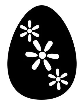 Easter egg with flowers - vector silhouette image for logo, pictogram or stencil Stock Illustration
