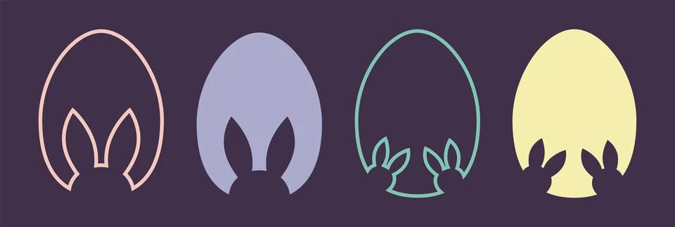 Easter egg frame with bunny ears. Outline eggs. Stock Illustration