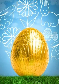 Easter egg in front of pattern 스톡 일러스트