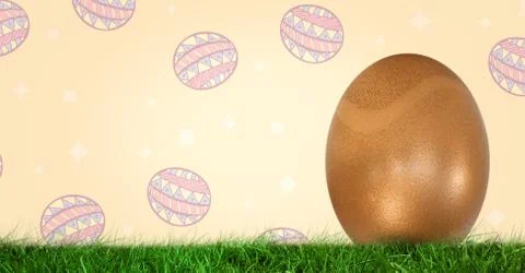 Easter Egg in front of pattern Stock Photos