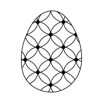 Easter egg with geometric flower pattern, doodle style flat vector outline for Stock Illustration
