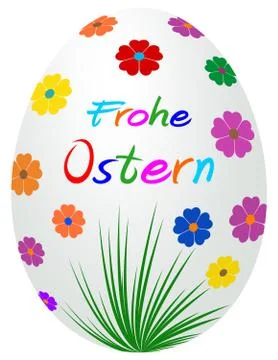Easter Egg with german greetings on white isolated background. Stock Illustration