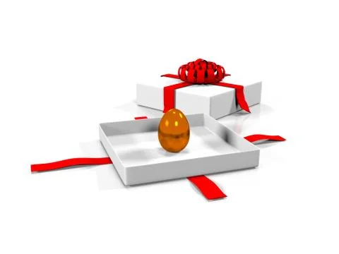 Easter egg in gift box 3d render Stock Illustration