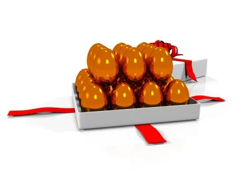 Easter egg in gift box 3d render Stock Illustration
