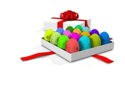 Easter egg in gift box 3d render 스톡 일러스트