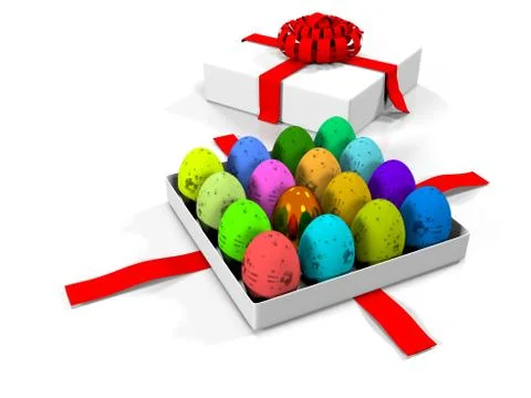 Easter egg in gift box 3d render 스톡 일러스트