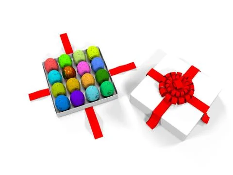 Easter egg in gift box 3d render 스톡 일러스트