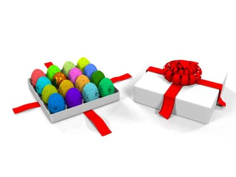 Easter egg in gift box 3d render Illustrazione stock