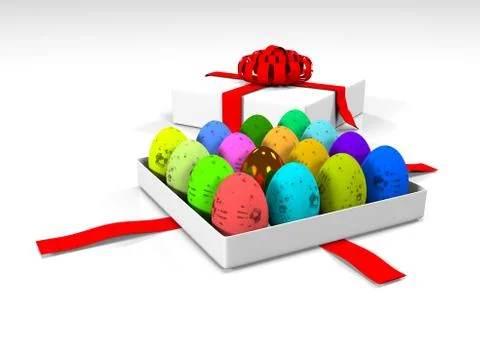 Easter egg in gift box 3d render 스톡 일러스트