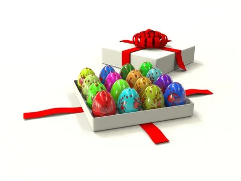 Easter egg in gift box 3d render 스톡 일러스트