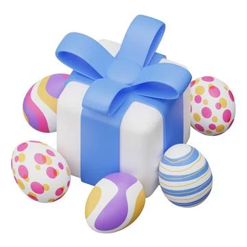 Easter egg gift box 3d isometric illustration 스톡 일러스트