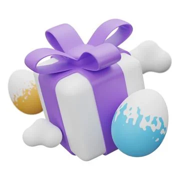 Easter egg gift box levitation 3d illustration Stock Illustration