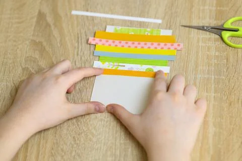 Easter egg gift card. instruction manual. DIY paper craft with your own hands Stock Photos