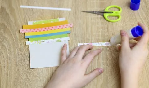 Easter egg gift card. instruction manual. DIY paper craft with your own hands Stock Photos