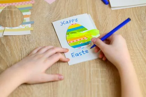 Easter egg gift card. instruction manual. DIY paper craft with your own hands Stock Photos