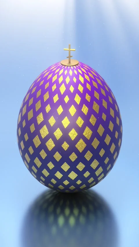 Easter Egg Godrays On Blue Background Stock Footage 302805685