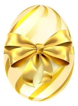 Easter Egg Gold Bow Ribbon Design 스톡 일러스트