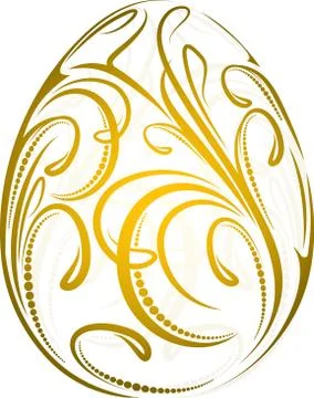 Easter egg with a gold floral pattern Ilustración de archivo
