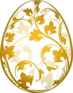 Easter egg with a gold floral pattern Stock-Illustration