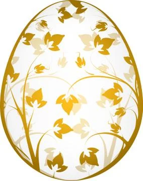 Easter egg with a gold floral pattern 库存插图