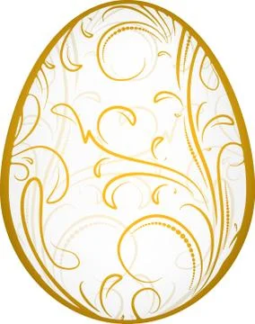 Easter egg with a gold floral pattern Stock Illustration