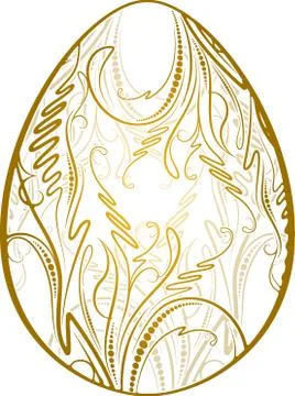 Easter egg with a gold floral pattern 스톡 일러스트