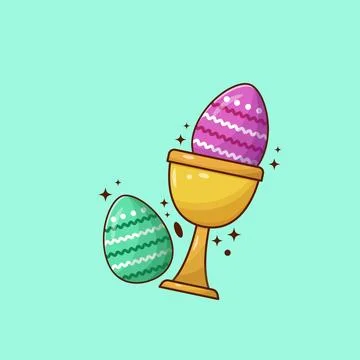 Easter Egg with Golden Cup Vector Design Stock Illustration