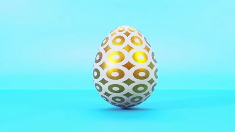 Easter egg with golden dots wiggle on a turquoise background. Happy Easter Stock Footage 170202107