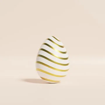 Easter egg with golden stripes pattern on beige background Stock Illustration