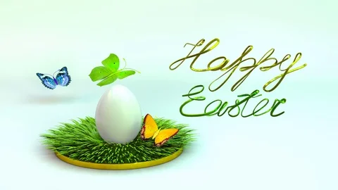 Easter egg on the grass. 3d rendering, animation. Stock Footage 74143769