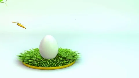 Easter egg on the grass. 3d rendering, animation. Stock-Footage 74145696