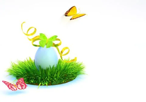 Easter egg on the grass. 3d rendering. Stock Illustration