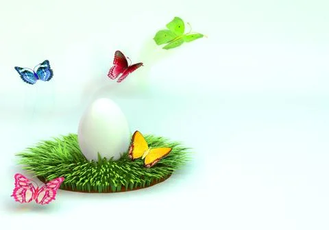 Easter egg on the grass. 3d rendering. Stock Illustration