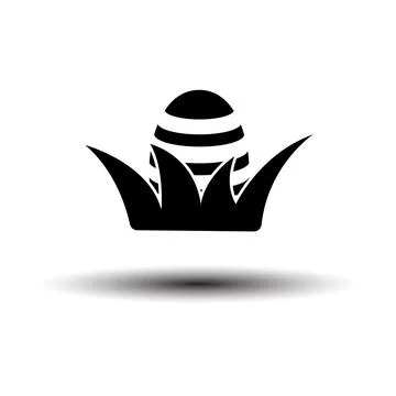 Easter Egg In Grass Icon Stock Illustration