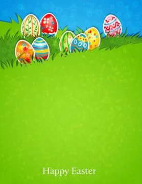 Easter egg in grass 库存插图