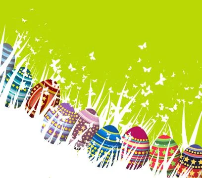 Easter egg green spring background Stock Illustration