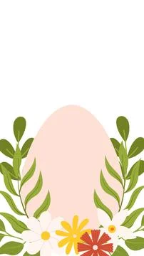 Easter egg greenery floral background greeting card template vertical banner  Stock Illustration