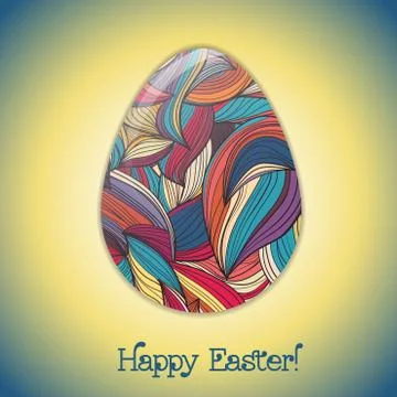 Easter egg greeting card with abstract hand drawn ornament. 스톡 일러스트