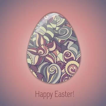 Easter egg greeting card with abstract hand drawn ornament. Stockillustratie