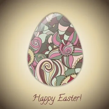 Easter egg greeting card with abstract hand drawn ornament. Stockillustratie