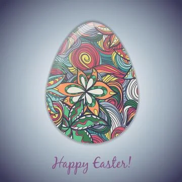 Easter egg greeting card with abstract hand drawn ornament. Illustrazione stock