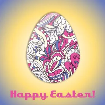Easter egg greeting card with abstract hand drawn ornament. 스톡 일러스트