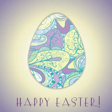 Easter egg greeting card with abstract hand drawn ornament. Illustrazione stock