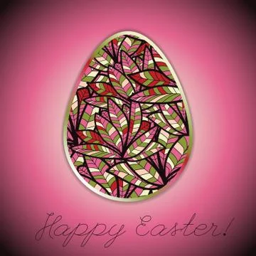Easter egg greeting card with abstract hand drawn ornament. Stockillustratie