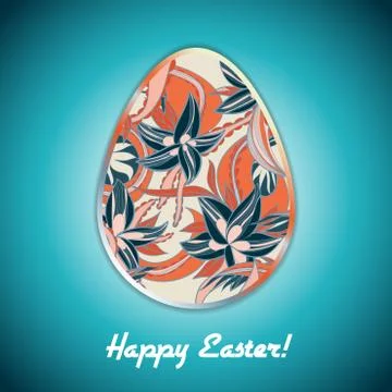 Easter egg greeting card with abstract hand drawn ornament. Illustrazione stock