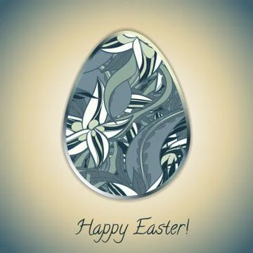 Easter egg greeting card with abstract hand drawn ornament. Illustrazione stock
