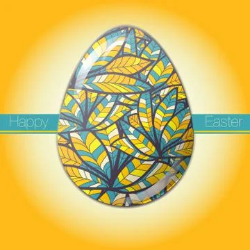 Easter egg greeting card drawn feather ornament 스톡 일러스트