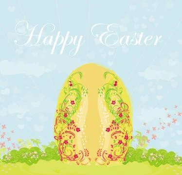 Easter Egg On Grunge Background Stock Illustration